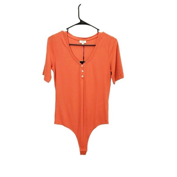 NWT KNIX Modal Pumpkin Rust Orange Ribbed Short Sleeve Bodysuit - Picture 1 of 14